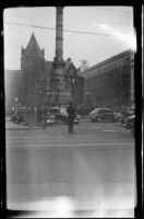 Lafayette Square, Soldiers and Sailors monument, and surrounding buildings, viewed from across the street, [Buffalo], 1947