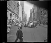 Taxis in the street, New York, 1947