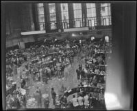 Interior of the stock exchange, New York, 1947