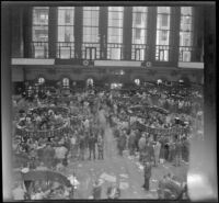 Interior of the stock exchange, New York, 1947