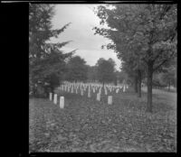 Gravestones line the grounds of Arlington National Cemetery, Arlington, 1947