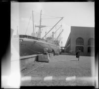 S. S. Del Norte moored at the wharf and viewed from its stern, New Orleans, 1947