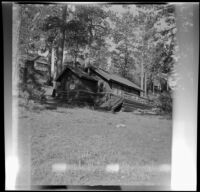 Forrest Whitaker's cabin, viewed from the front, Big Bear Lake, 1948