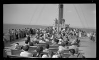 Passengers traveling on the S. S. Catalina's top deck, Santa Catalina Island vicinity, 1948