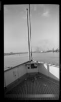 View of San Pedro Harbor, viewed from the bow of the S. S. Catalina, Los Angeles, 1948