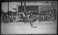Close-up view of a street entertainer in Avalon, Avalon, 1948