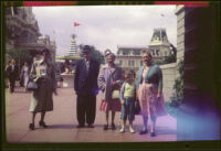 Dode Witherby, Will Witherby, Mertie West, Debbie West and Anna West at Disneyland, Anaheim, 1957