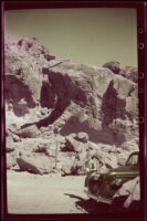 Mertie West at the north east entrance to the Valley of Fire, 1942