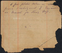 Note accompanying negatives for photographs taken by William Lewis Sachtleben during his trip to Turkey to search for missing cyclist Frank Lenz, 1895