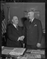 Mayor Frank Shaw welcomes J. Ray Murphy, Los Angeles, 1936