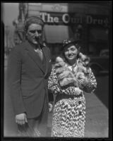 Roberta Semple on commercial street with Jacob Moidel, Los Angeles, 1936