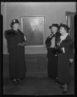 Elisabeth von KleinSmid, Louise A. Bowen, and Eliza J. Bent at the Los Angeles Museum, Los Angeles, 1936