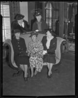 Ysabel Marquard, Mary Nerenberg, Dolores M. Barrow, Eleanor Ferris, and Mrs. Charles Howe, representatives of the Women's Civic Conference, Los Angeles, 1936