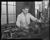 Keith Elliot practices his vocation at the California Junior Republic, Chino, 1935-1936