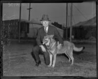 S. L. Cronin with his dog, Los Angeles, 1936