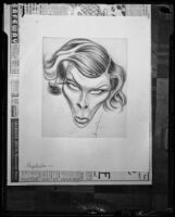 Caricature of Katharine Hepburn by the artist Wolo, 1933