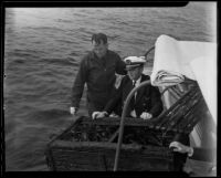 Captain Edward Hyde and Ray Ellis help stop poachers, Newport Beach, 1935