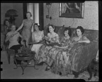 Elizabeth Trethaway, Paula Hotchkin, Emily Dorette Sullivan, Lucy May Story, Bernice W. Park, and Susan Kays of the Hollywood Opera Reading Club, Los Angeles, 1936