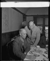 Willam Joyce Cowan (?) telling Glendon Allvine about his new novel, Los Angeles, 1936