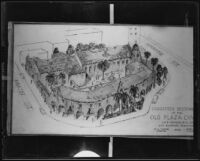 Sketch of a proposed restoration of the Plaza Church, Los Angeles, 1936