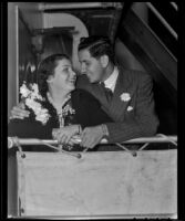 Barbara Lerner and Richard Basteim aboard the Grace Liner Santa Paula, San Pedro (Los Angeles), 1936