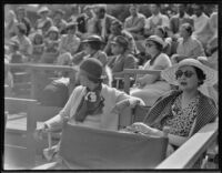 Lydia Bodero Macy (Redmond) and Gerry Dabney at a tennis tournament at the Biltmore, Santa Barbara, 1936