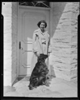 Lucy Estelle Doheny on vacation with dog, Lake Arrowhead, 1936