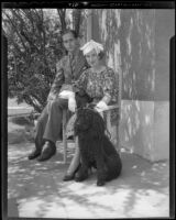Mr. and Mrs. Anton and Teddy Fera von Horvath with their dog, Los Angeles, 1936