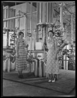 Mrs. Sidney Burritt and Mrs. Parkman Burritt at the dry ice plant, Niland, 1936