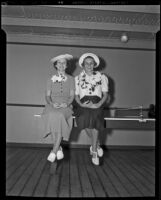Barbara Richards and Joan Putnam prepare to depart on the SS Lurline, Los Angeles, 1936