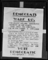 Political campaign flier urging voters to vote for Democrats and the New Deal, 1936