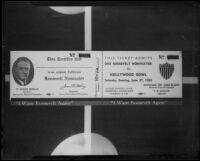 California Roosevelt Nominator card giving holder admission to Hollywood Bowl campaign rally, 1936