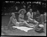 Ray Bell, Lynn Howard, and Isabel Hudson and Mrs. Howard, Santa Barbara, 1936