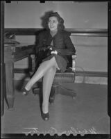 Marilyn Cantor, defendant against traffic suit, Los Angeles, 1938