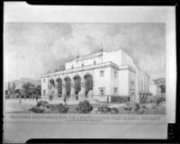 Rendering of a proposed auditorium for the Chaffey Union High School District in Ontario (Calif.), 1936
