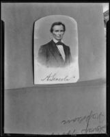 Engraved reproduction of the 1860 portrait photograph of Abraham Lincoln by Matthew Brady, 1937 copy print