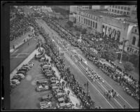 Armistice Day Parade outside of the Los Angeles City Hall, Los Angeles, 1937