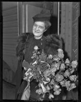 Grand Duchess Marie with a bouquet of flowers, Santa Fe Springs, 1939