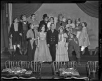 Cast of "The Drunkard": Merwin Lucas, Jeffrey Williams, Larry Grenier, Nestor Paiva, Lois Hunt, Sam Ethridge, Zan Joyce, Tom Miller, Helen Westcott, Jan Duggan, Mary Tock, George Stuart, Ada Lilly, and Karl Thomas, Los Angeles, 1938