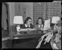 Beverly-Joyce Newman and Lucille Joyce seated at a piano, Los Angeles County, 1939