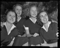 Virginia McGowan, Nancy Hill, Marilyn McCurry, and Patsy Flynn, students of Immaculate Heart College, Los Angeles, 1939