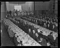 Attendees of the 2nd annual "Sports Headliners Dinner" fill the Times building auditorium, Los Angeles, 1938