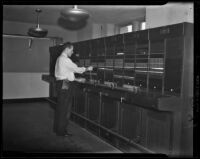 Switch board in the new Federal Building, Los Angeles, 1939