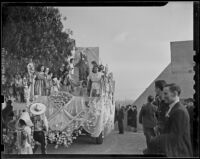 Decorated float carrying Catholic girls Calexico (?), 1939