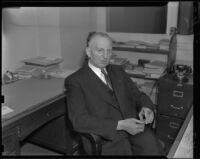 Felix B. Janofsky, Czech consul, in his office, Los Angeles, 1939