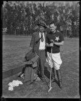 Will Rogers and polo player Cecil Smith and the Will Rogers polo field, Los Angeles, 1930-1935