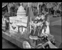 Poland and Czechoslovakia float in United Nations parade, Los Angeles, 1943