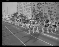 Women's Ambulance and Defense Corp in United Nations parade, Los Angeles, 1943
