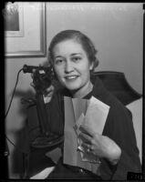 Virginia Wallenstein assists her husband, Los Angeles, 1935
