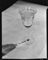 Photograph of a goblet of Arrowhead Spring Water, Los Angeles, between 1935